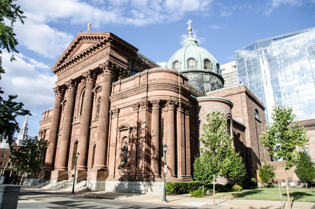 Cathedral Basilica of Saints Peter and Paul in Philadelphia during summer day
