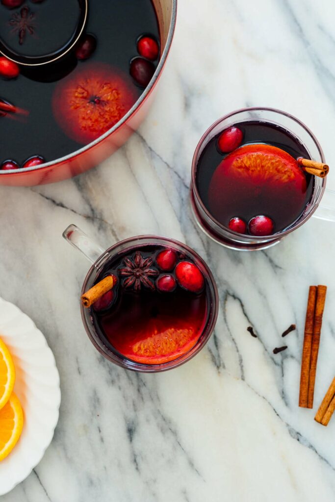 glasses of mulled wine