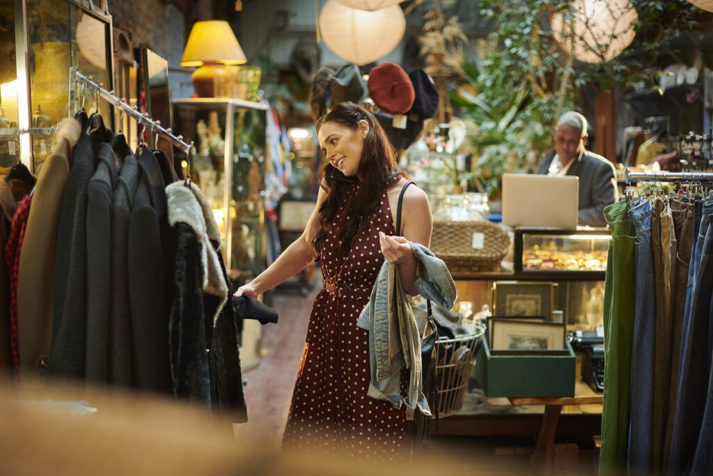 vintage clothing store customer