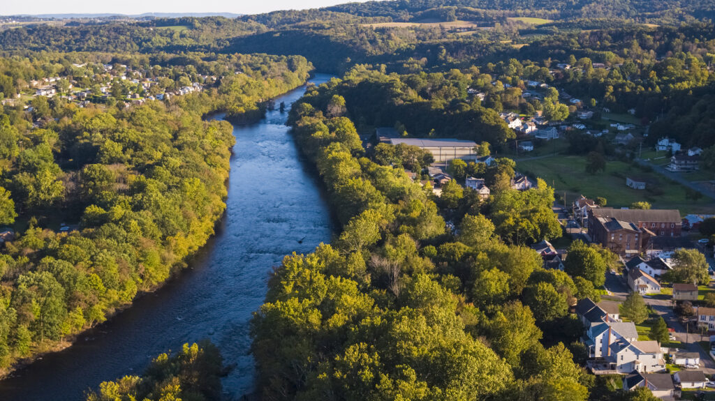 aerial view of Lehigh River Valley
