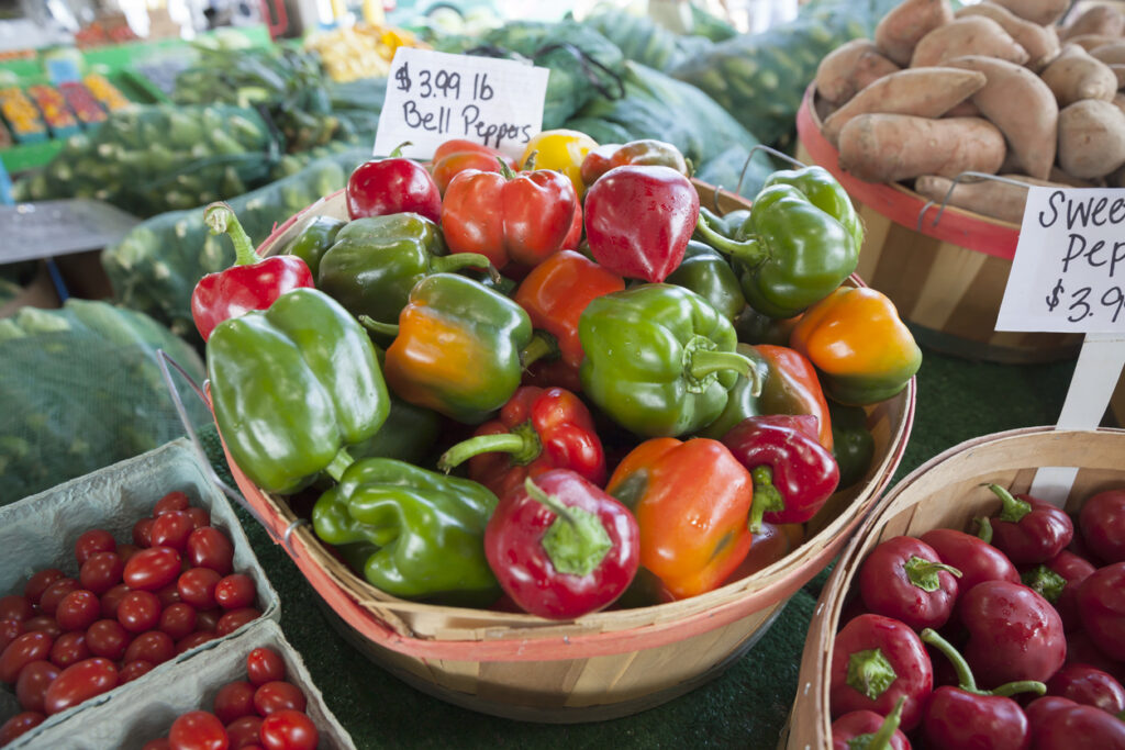 fresh produce at farmers market stand