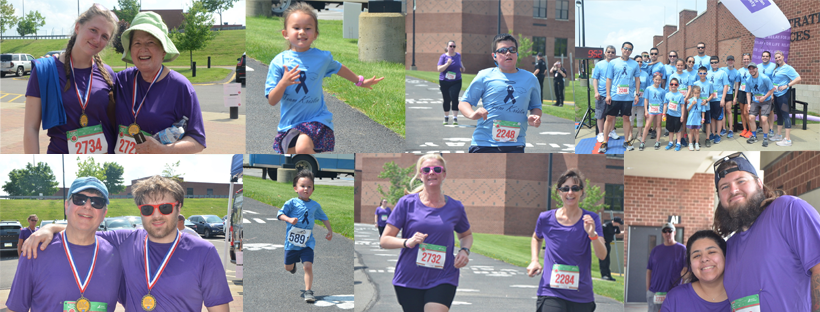 collage of images of people running the south fayette / bridgeville 5k