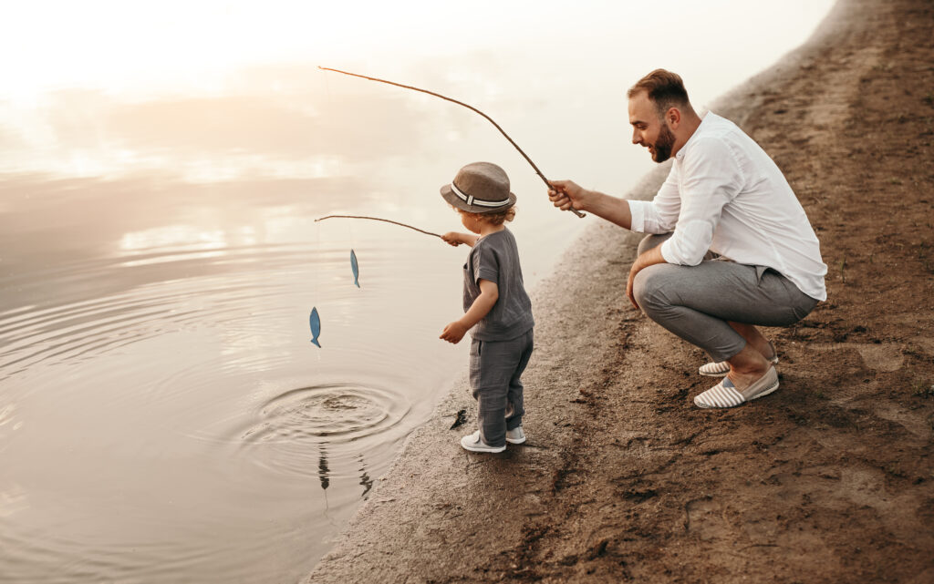 Father and son angling together