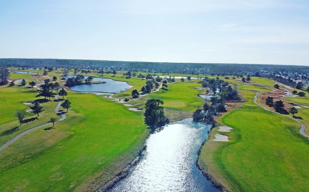 aerial of bear trap dunes golf course in coastal delaware