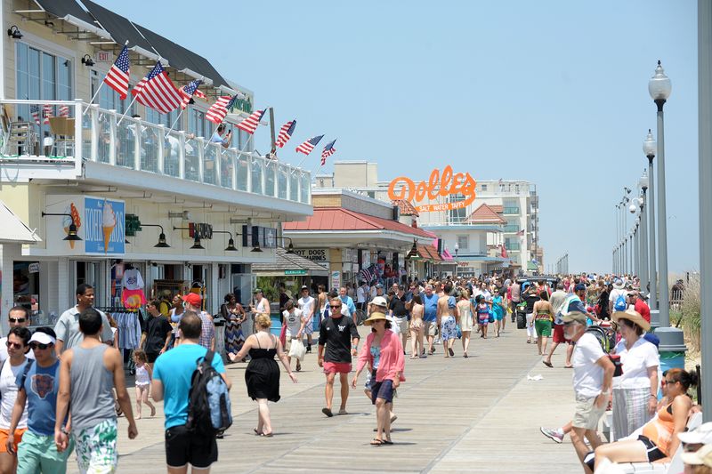 rehoboth beach boardwalk on a busy summer day