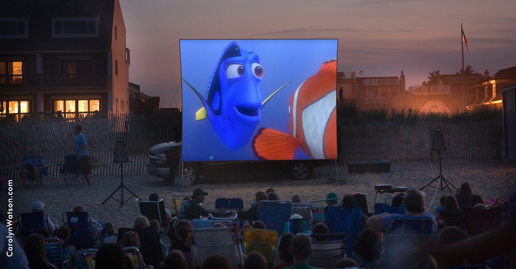 a movie on the beach at dewey beach in delaware.