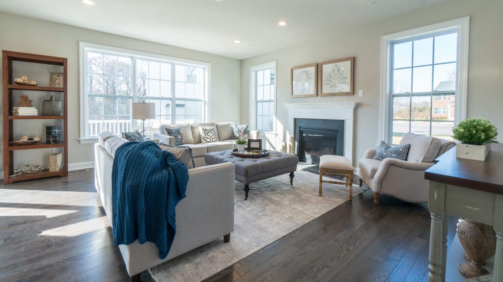 foxlane homes model home living room interior