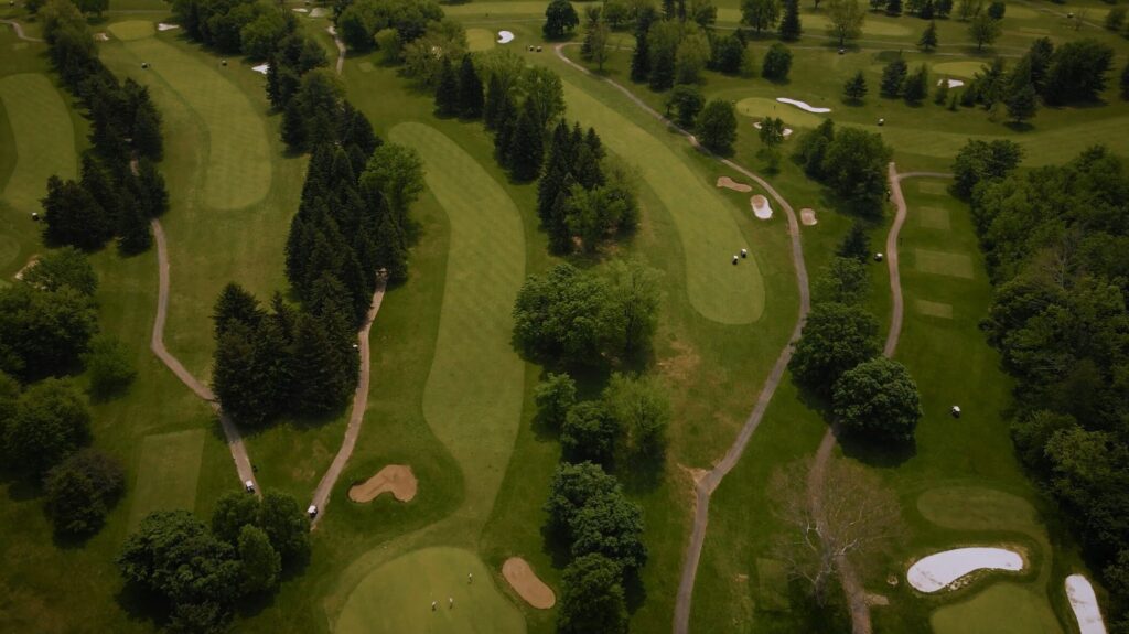 aerial view of the bucks club golf course near philadelphia