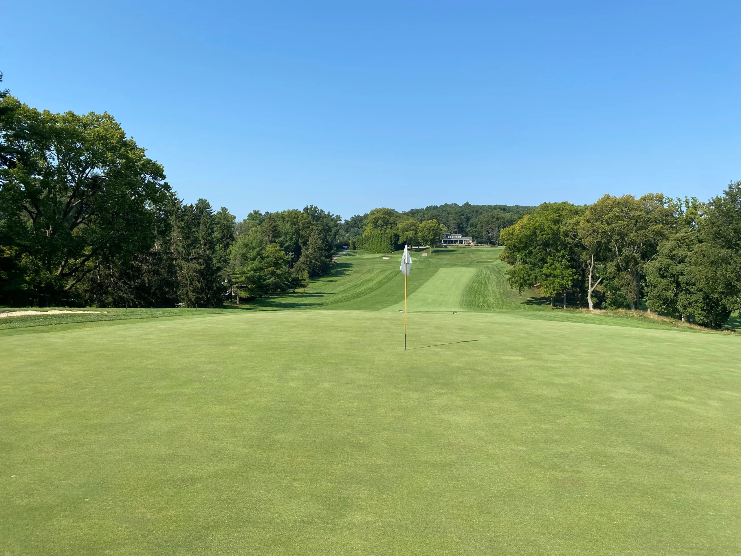 view of a golf course hole at gulph mills golf club near philadelphia